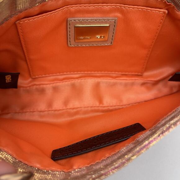 Fendi iridescent Rose Gold Clutch With Chain Metallic Shimmer Bag - Picture 8 of 16